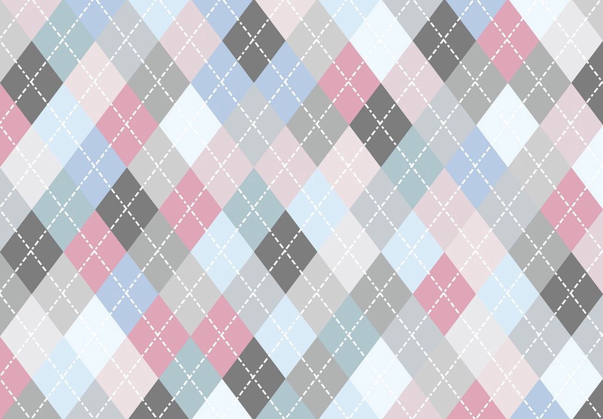 Fotobehang - Vlies Behang - Ruiten in Pastelkleuren - 416 x 290 cm
