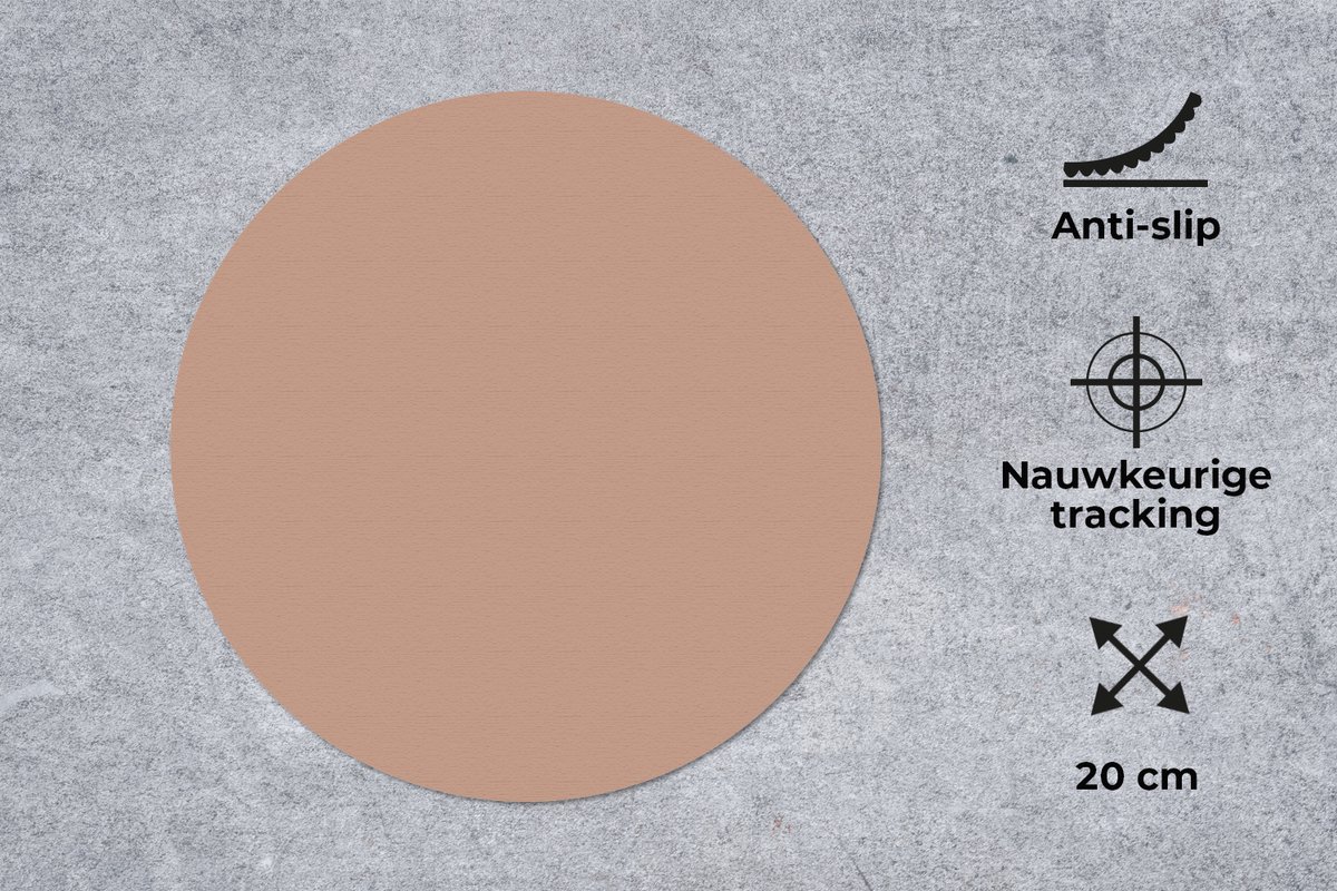 Muismat rond 20x20 cm - Mousepad Beige - Kleur - Roze - Ronde muismatten