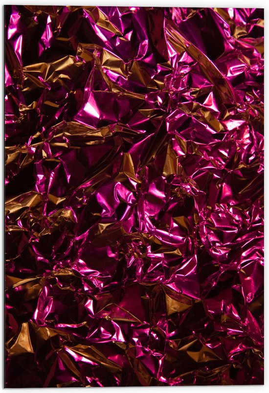 Dibond - Foto van Patroon met Roze Folie - 70x105 cm Foto op Aluminium (Met Ophangsysteem)