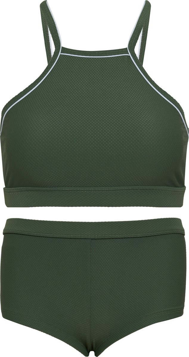 Bikini hipster broekje en cro top met racerback - Groen 140-146