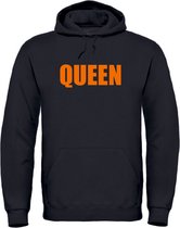 Koningsdag hoodie zwart S - QUEEN - soBAD. | Oranje hoodie dames | Oranje hoodie heren | Sweaters oranje | Koningsdag