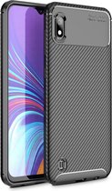 Samsung Galaxy A10 Siliconen Carbon Hoesje Zwart