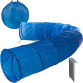 Hondentunnel blauw - Agility voor de hond - 5 m - 60 cm hoog - Met ramen