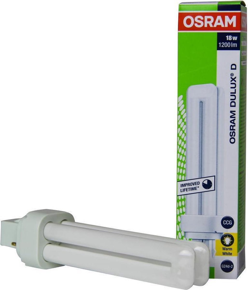 Lot De 5 Ampoules OSRAM DULUX D 18W/830 - Blanc Chaud - Culot G24D-2 - 1200 Lumens - Économiques