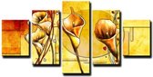 Schilderij - Abstracte Calla, Geel 160X80cm, 5luik