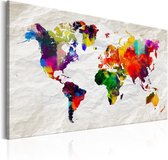 Schilderij - Wereldkaart , Kleurrijke Gekte