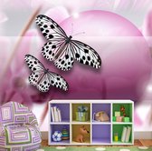Fotobehang - Vlinders op paarse achtergrond , zwart paars