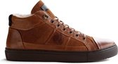 NoGRZ P.daCortona - Halfhoge gevoerde wintersneakers - Cognac Leer - Maat 45