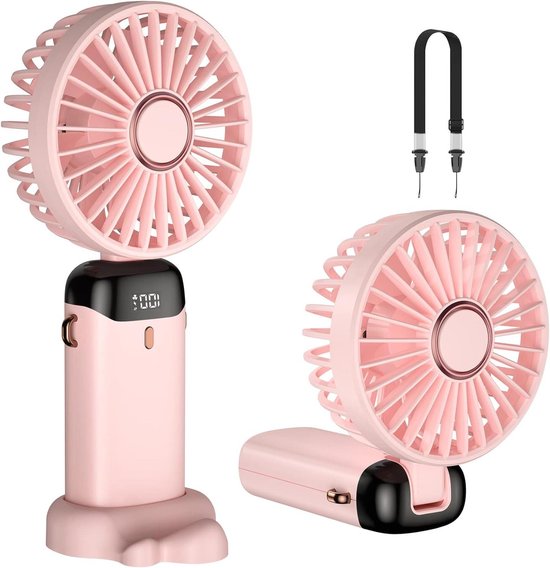 WHATOOK Mini USB Ventilator 5000mAh: Fluisterstil 1-100 Snelheden met