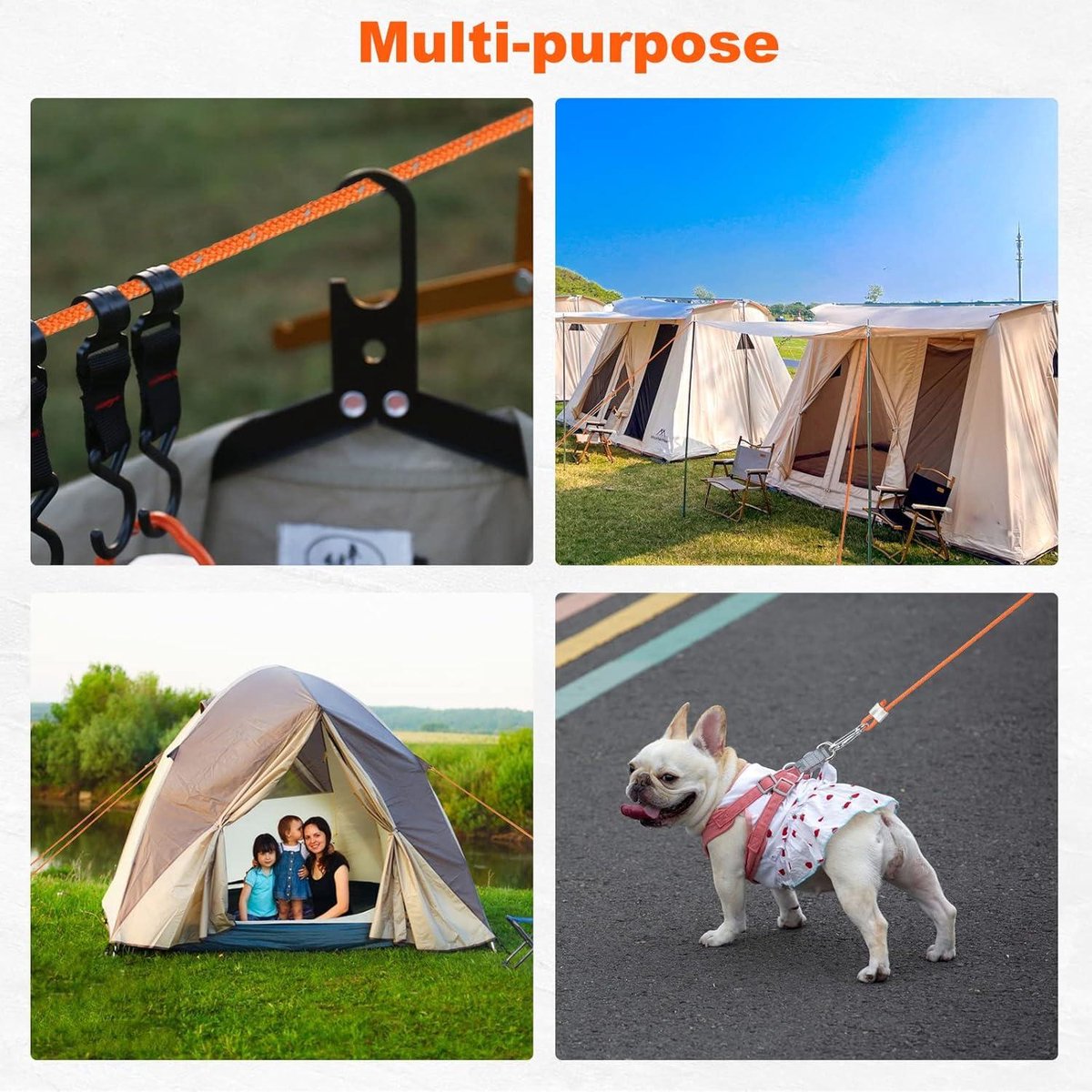 Lot De 4 Haubans Réfléchissants 4m - Corde Tente Camping Voile Avec Tendeur - Noir