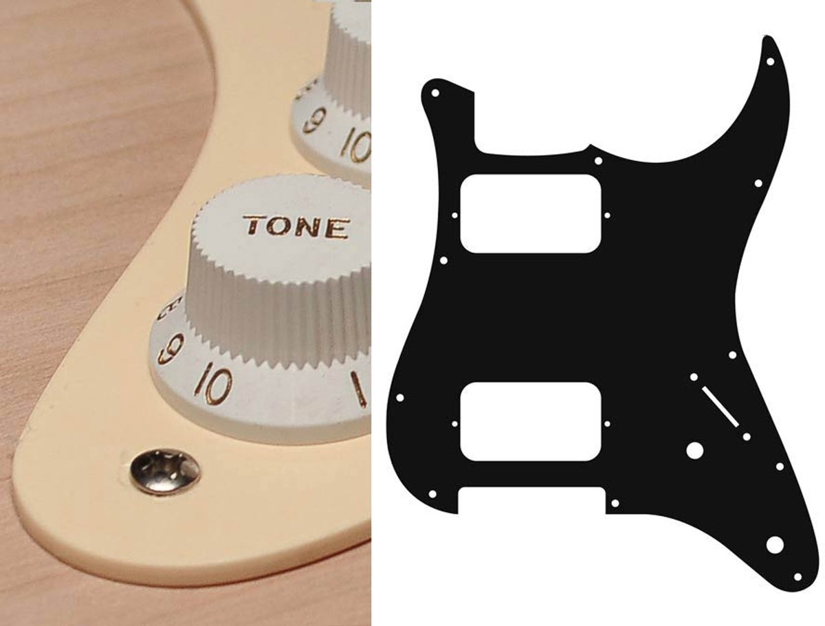 Boston ST-132-C pickguard, Stallion, HH, 2 pot holes, 3-5 switch, 1 ply, cream