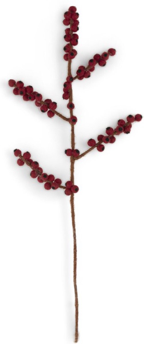 Sjaal met Verhaal Fairtrade Vilt - Tak Rode bes - 50 cm - Homedeco Tak-Bes-Ilex-Rood