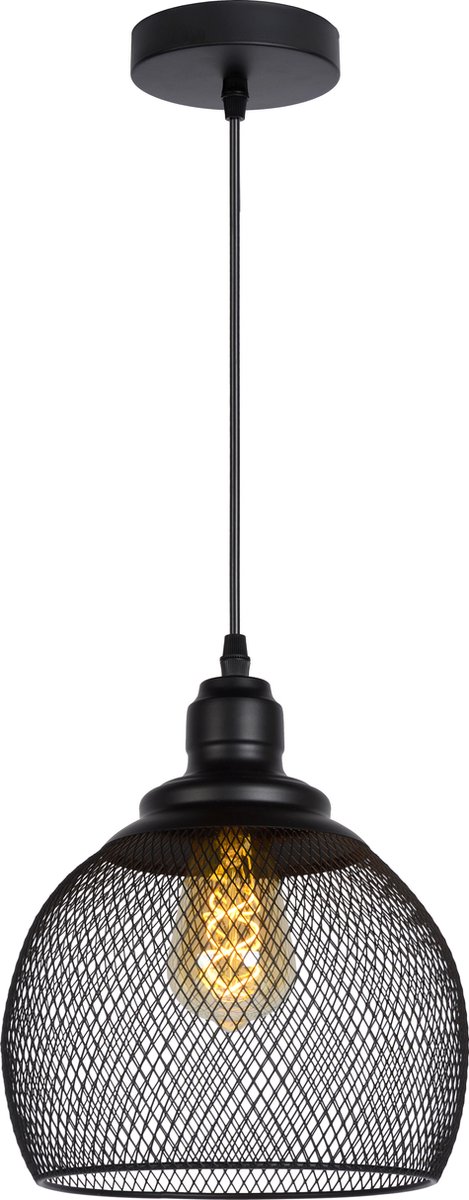 Bol.com Lucide MESH - Hanglamp - Ø 22 cm - 1xE27 - Zwart aanbieding