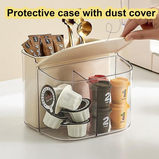 Tea Bag Storage Box, Clear Acrylic Tea Bag Container 3 Compartments Tea Bag Storage Box, Clear Acrylic Tea Bag Container 3 Compartments