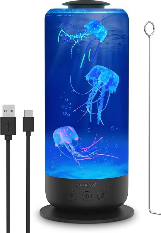 Kwallen lamp lavalampen led fantasy ronde echte kwallen aquarium lamp, kwallen lampen met 16 kleurveranderende modi led kinderen aquarium nachtlampje voor thuis, slaapkamer, geschenken kinderen en