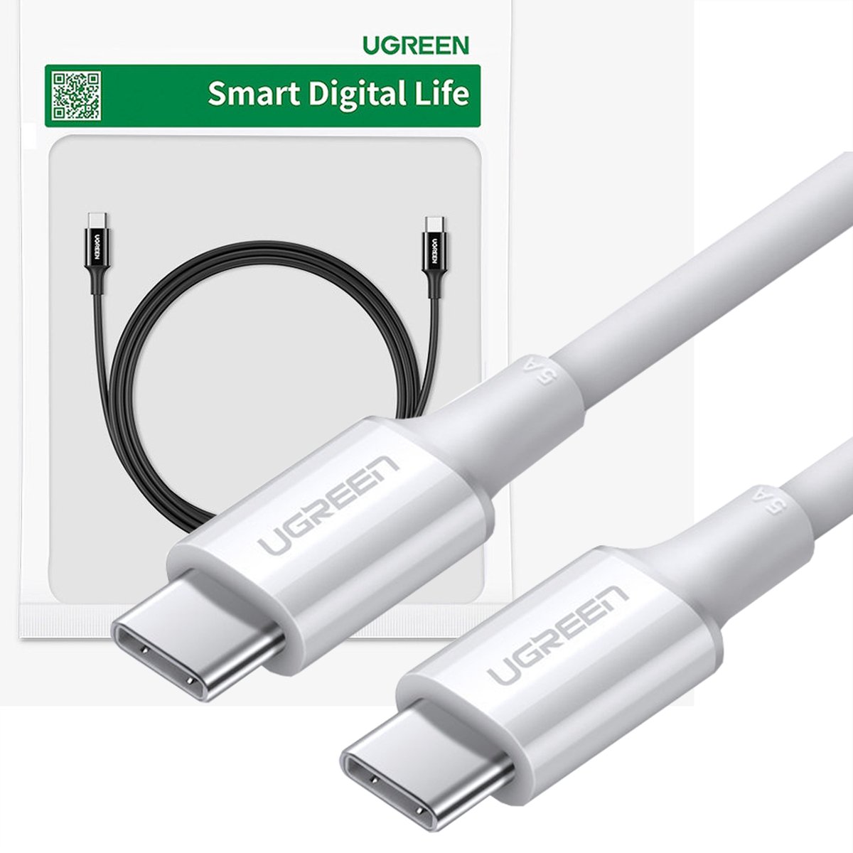 Ugreen - kabel - USB Type C - USB Type C PD 100W 5A 2m wit - (US300)