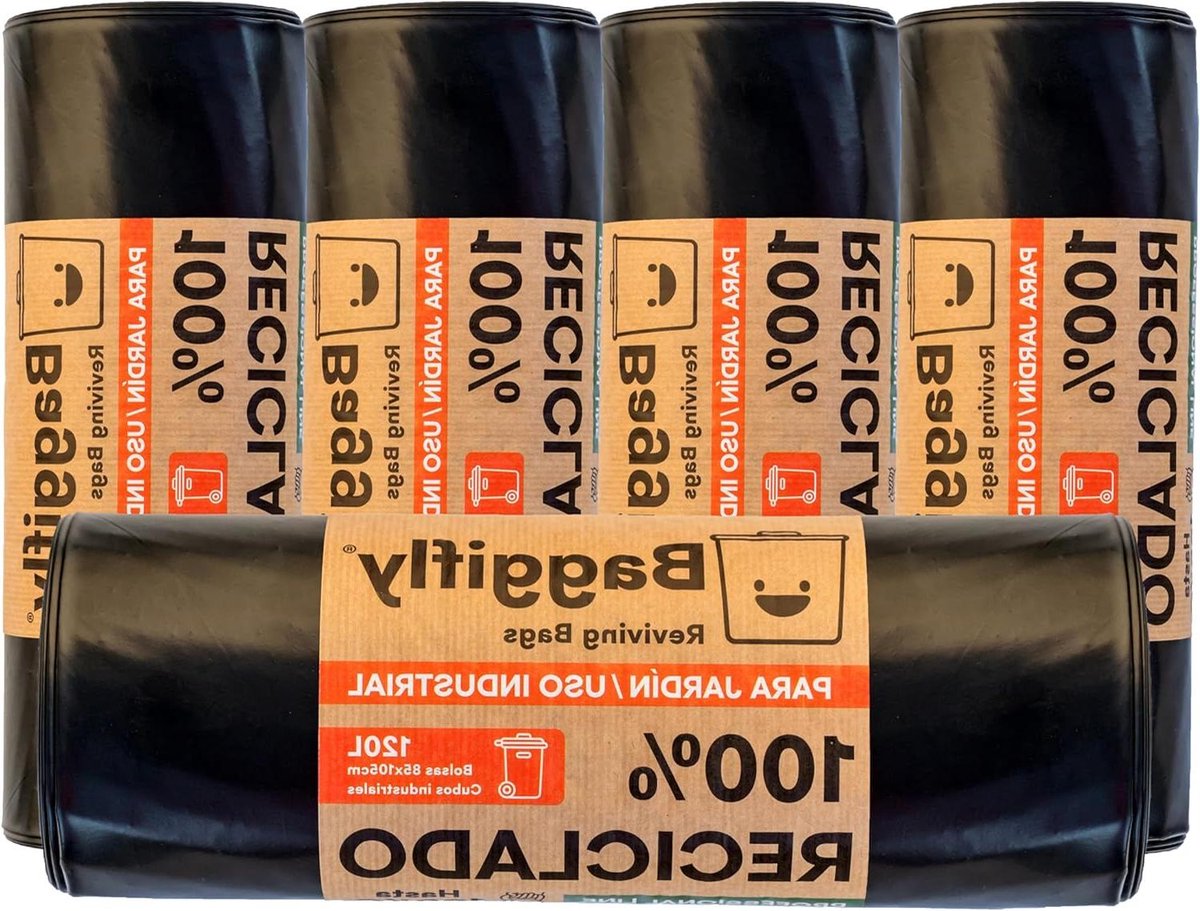 Goedkoopste Vuilniszakken 120 l - 5 rollen - met elk 10 zakken - 100 gerecycled materiaal - 85 x 105 cm - voor horeca en industrieel gebruik - extra robuust - zwart