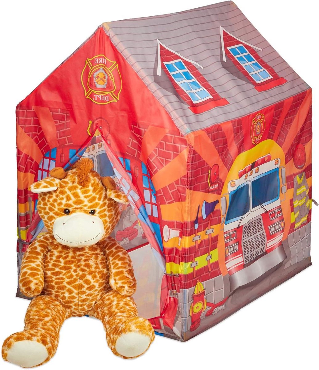 Speeltent voor Kinderen Brandweer Groot Jongens Meisjes Kinderkamer 3 jaar 103 x 71 x 94 cm Natuur