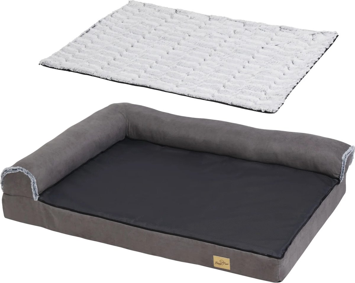 SteeFly® Orthopedische hondenmand - L-vormig traagschuim - Pluche & comfortabel - Wasbare hoes - Perfect voor steun - Maat L