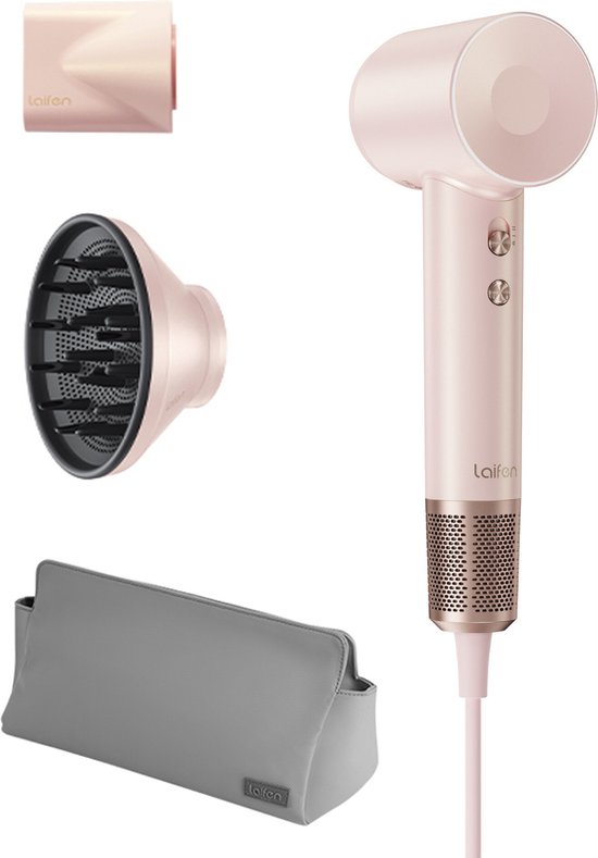 Laifen Swift Premium High Speed Fohn met diffuser - Licht roze/Goud - Haardroger met ionische technologie - 3 warmtestanden