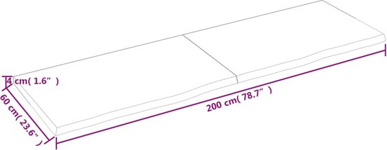 Plateau de table de rechange vidaXL - Plateau de table en chêne - Plateau de table 200 x 60 x (2-4) cm eikenhout traité marron foncé - Table basse - Table à manger - Table à manger en chêne