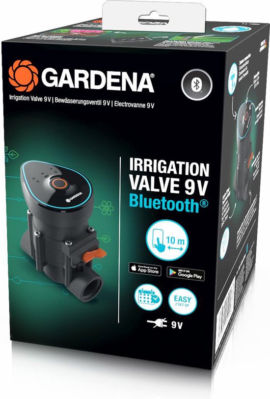 Bluetooth besproeiingsventiel 9 V Gardena met app-besturing, 6 irrigatieschema’s, draadloos, 10 m bereik