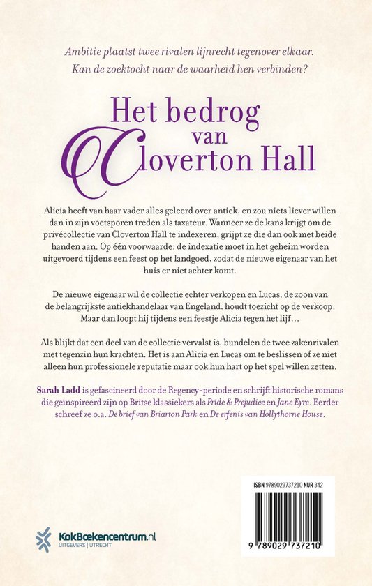Boek "Het bedrog van Cloverton Hall" van Sarah Ladd. Synopsis en ISBN-gegevens.