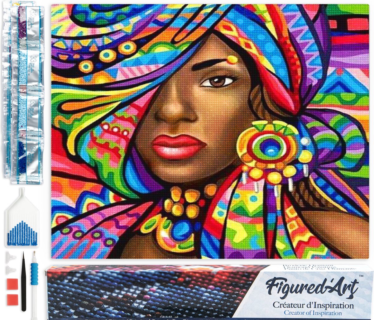 Figured'Art Diamond Painting set Volwassenen - 40x50 cm - DIY Art - Exotische vrouw