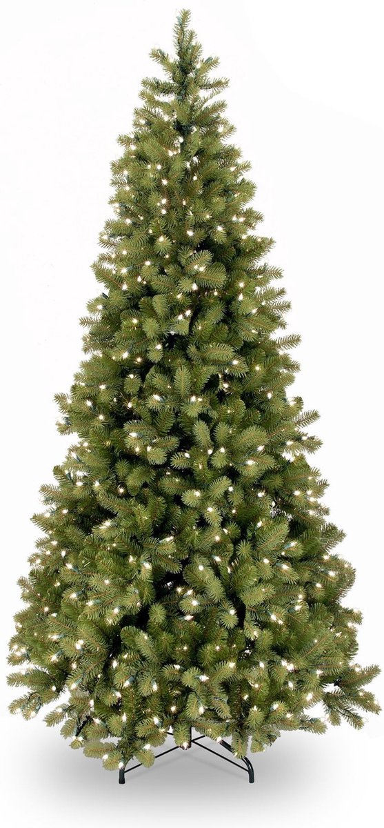 Poly Bayberry Slim Hinged verlichte kunstkerstboom - 243 cm - Groen - Ø114 cm - 1436 tips - 550 ledlampjes (warm wit) - Metalen voet