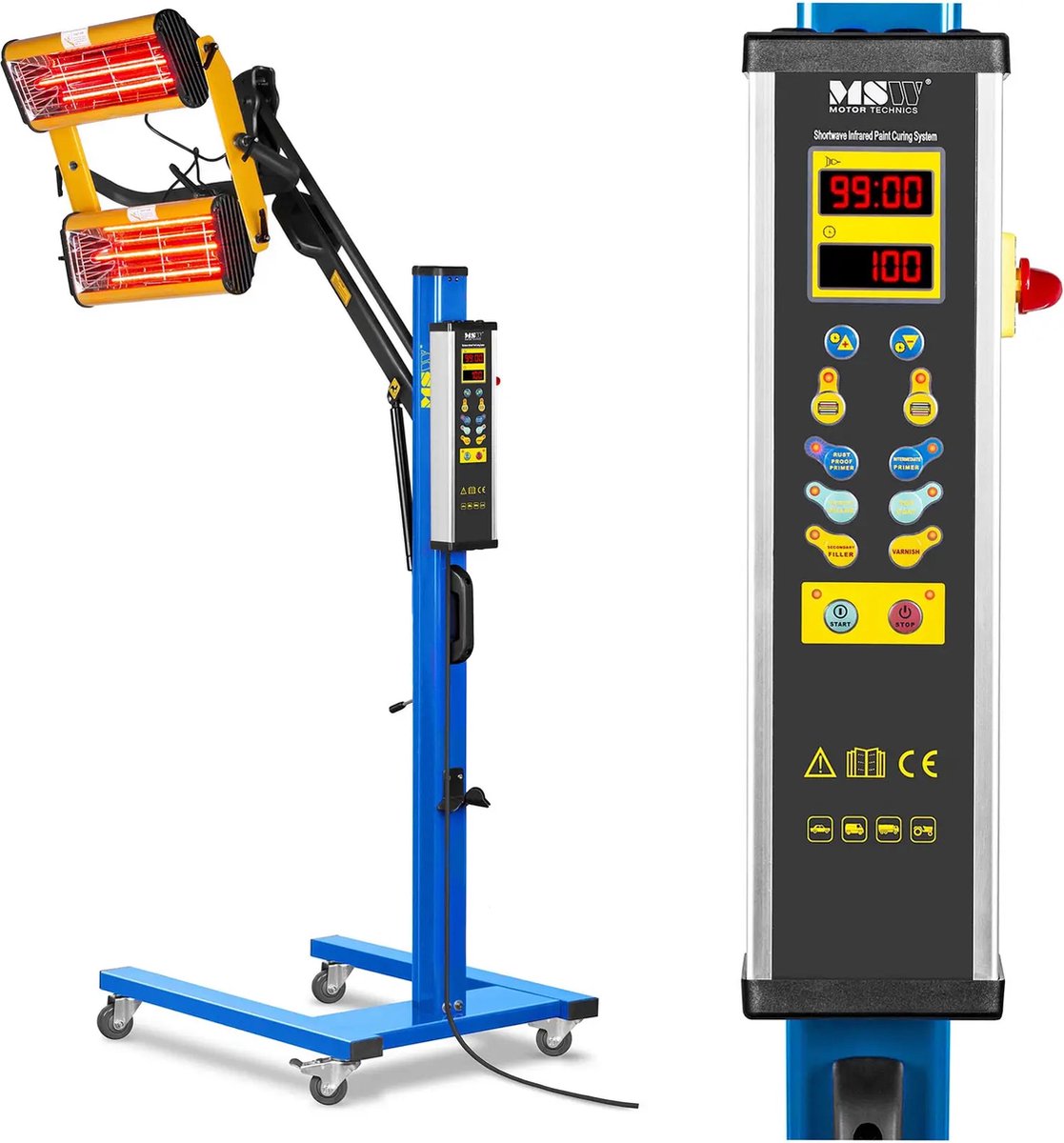 MSW - Infrarood lakdroger - 2.200 W - 2 stralers - digitale display