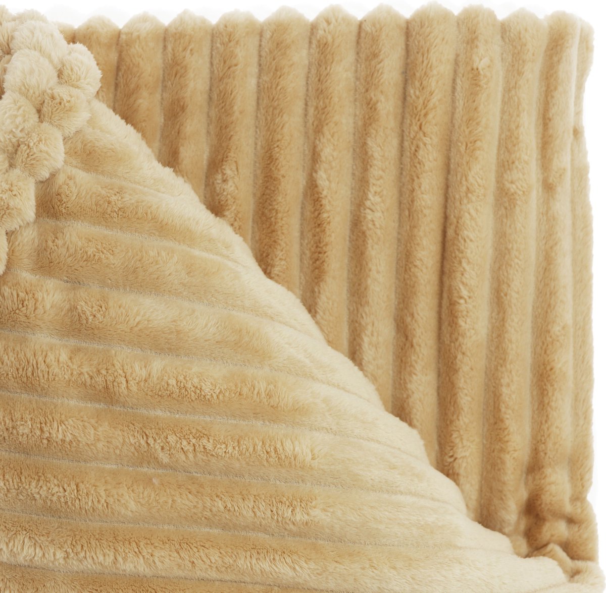 Unique Living Plaid Lex - Polyester - Caramel - 150x200 cm - Latte - Brede Rib