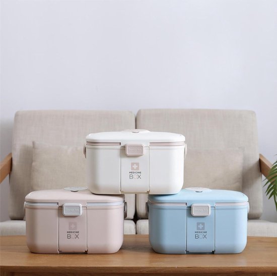 MOPUP Four-layer medicine storage box, 37 x 23 x 32 cm, with carry handle, multifunctional medicine organizer, storage box for home pharmacy, large capacity