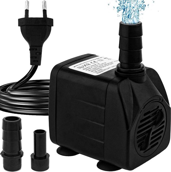 Mini-waterpomp, dompelpomp voor aquarium, zeer stil, 150 l/u, 2 W, vervangende pomp voor fonteinen, vijver, hydrocultuur