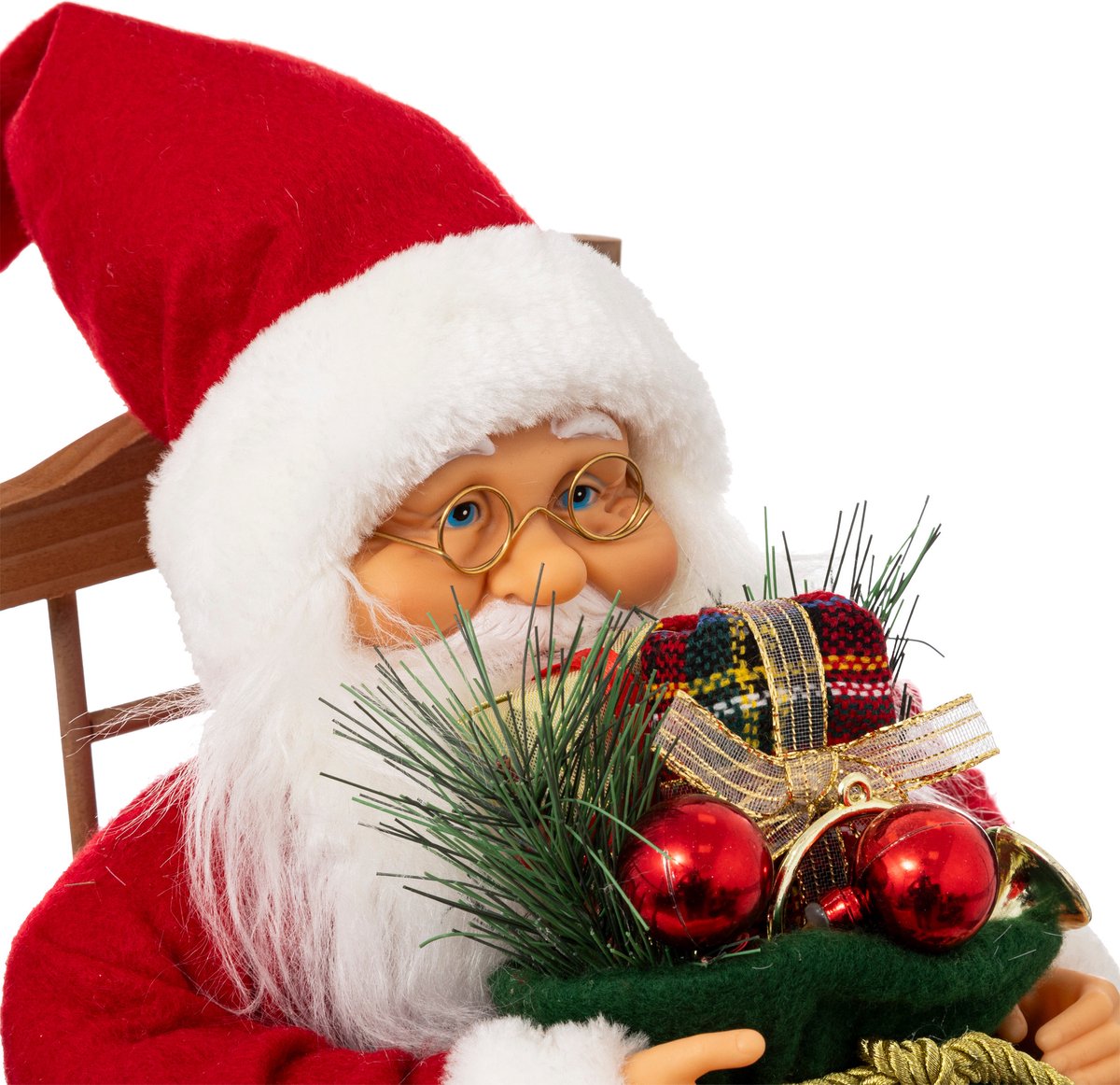 Christmas Decoration Kerstman decoratie pop - in schommelstoel - H45 cm - kerst - figuur – foto 3