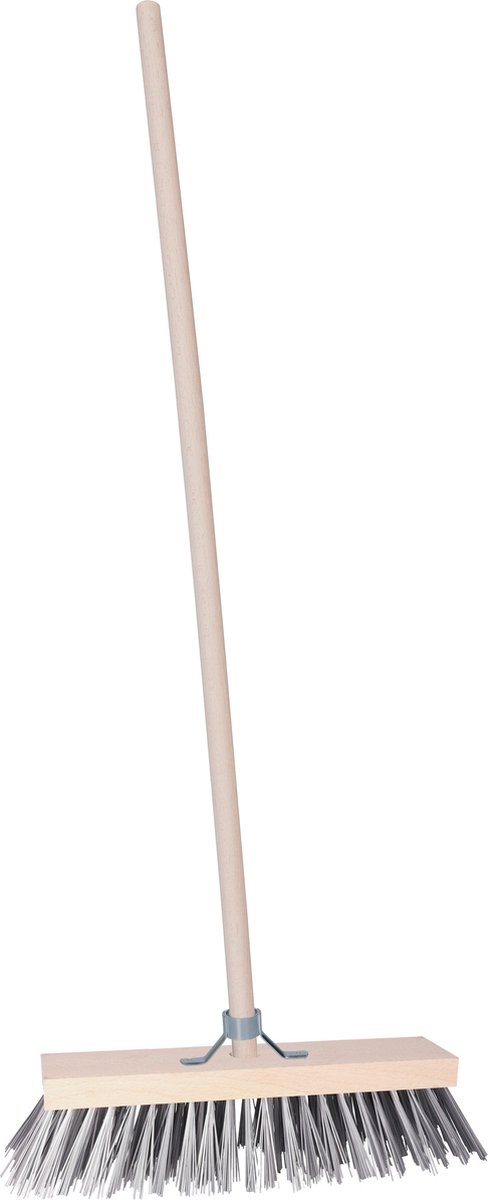 Goedkoopste Straatbezem/buitenbezem - Leo - hout/staaldraad - 119 cm steel - 30 cm bezemkop - met stokhouder