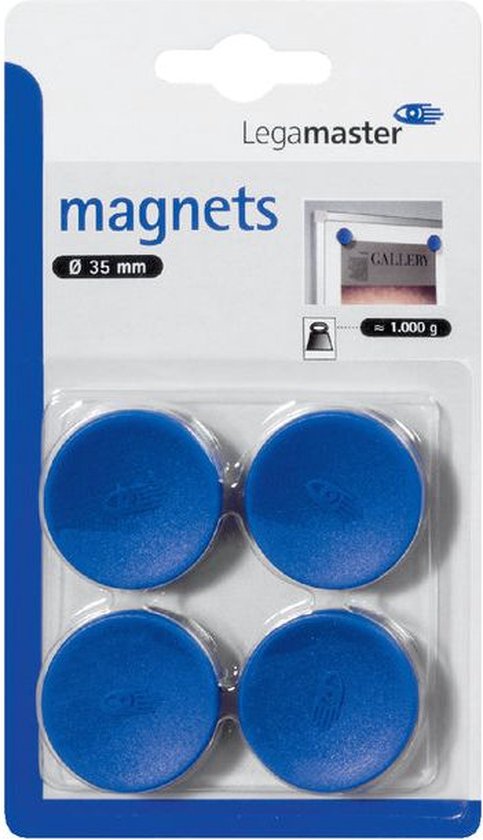 Foto: Legamaster magneet 35mm 1000gr blauw 4 stuks