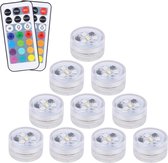 Onderdompelbare LED-vijververlichting - RGB Waterdichte onderwaterverlichting - Kleurveranderende badverlichting - Op batterijen - Met 2 afstandsbedieningen - Voor vijver vaas bad aquariumdecoratie (10 stuks) - Energieklasse A+