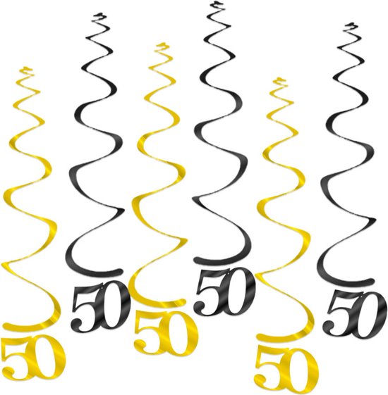 BTH – Slingers – Verjaardag Versiering – Feestversiering - 50 Jaar - Slinger – Decoratie - Feest Artikelen - Zwart Goud