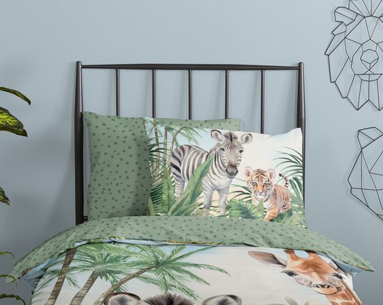 Good Morning Kinderdekbedovertrek "jungle dieren" - Multi - (140x200/220 cm) - Katoen van Good Morning — afbeelding 2