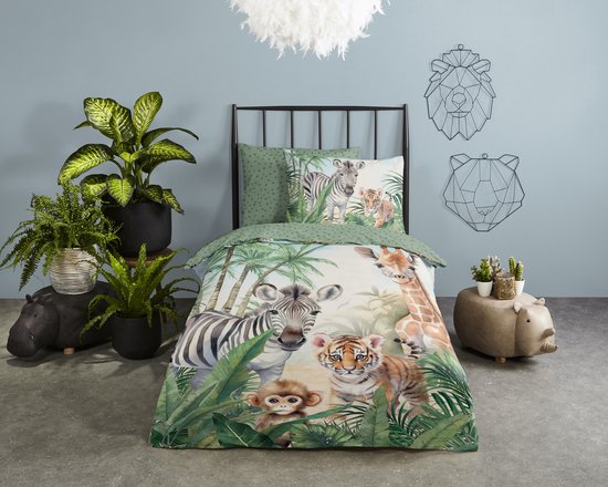 Good Morning Kinderdekbedovertrek "jungle dieren" - Multi - (140x200/220 cm) - Katoen van Good Morning — afbeelding 5