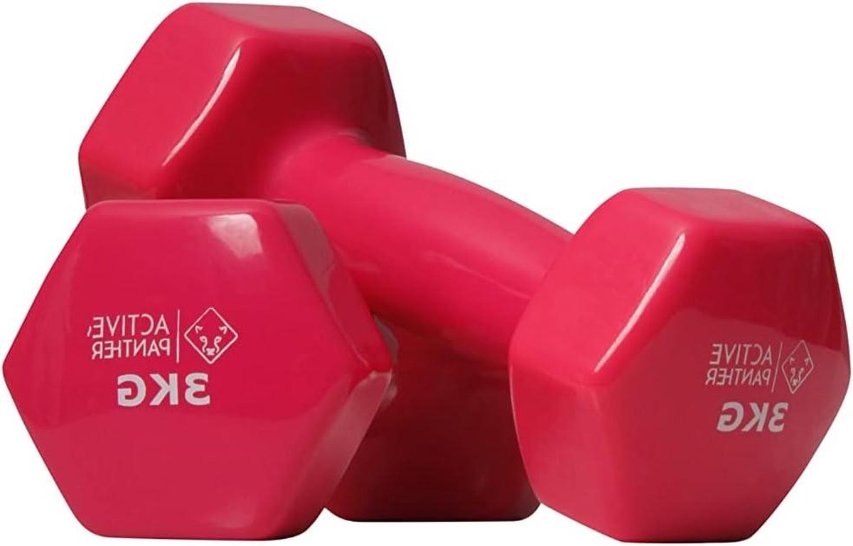 Dumbbell set 2 X 3 KG - 6 kg totaal - Vinyl - Roze - Voor thuisfitness