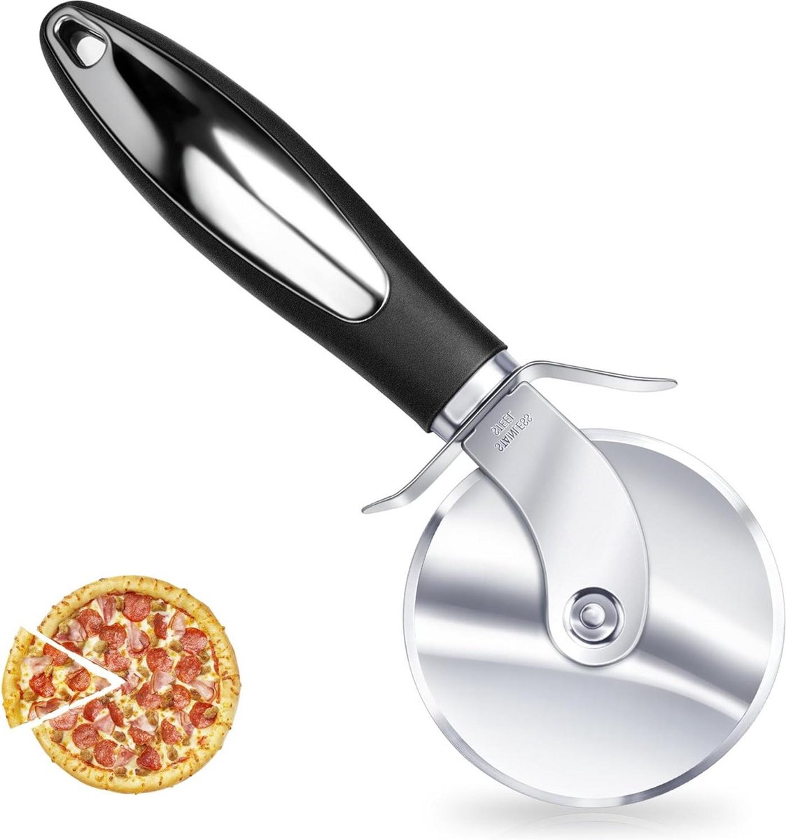 Pizzasnijder - roestvrij stalen pizzaroller voor gemakkelijk snijden en reinigen - vaatwasmachinebestendig pizzasnijder
