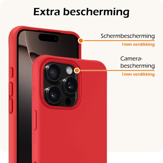 Coque pour iPhone 16 Pro Coque en Siliconen avec 2 films de protection d'écran – Coque pour iPhone 16 Pro Cover Back Case – Rouge