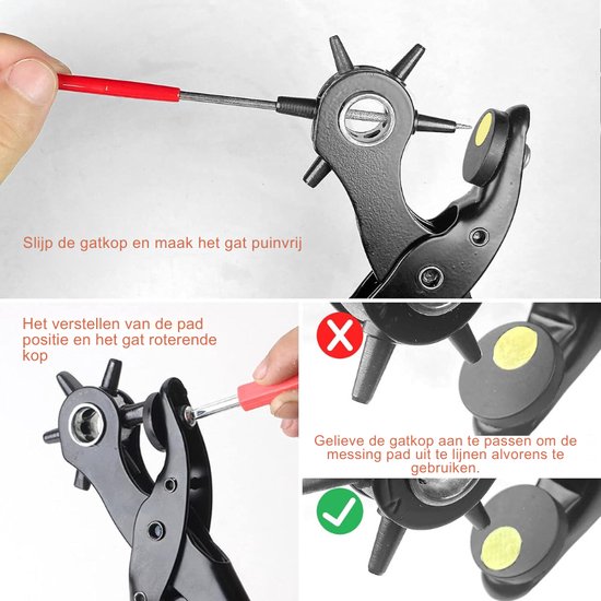 4.5 mm Perforeertang Voor Leer – 6-Voudige Ronde Perforator Met