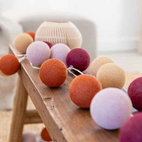 Guirlande lumineuse d'intérieur à LED en Cotton Ball Lights - Handgemaakt et Fairtrade - 50 lumières - Marrakesh
