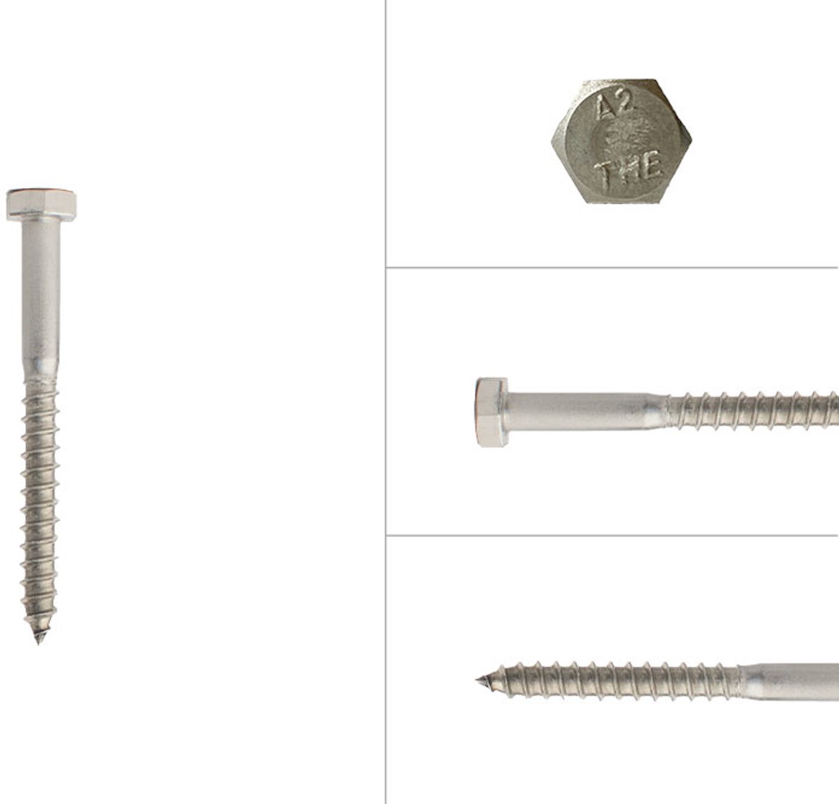 Houtdraadbouten RVS M6 x 60 mm | Doos 200 stuks