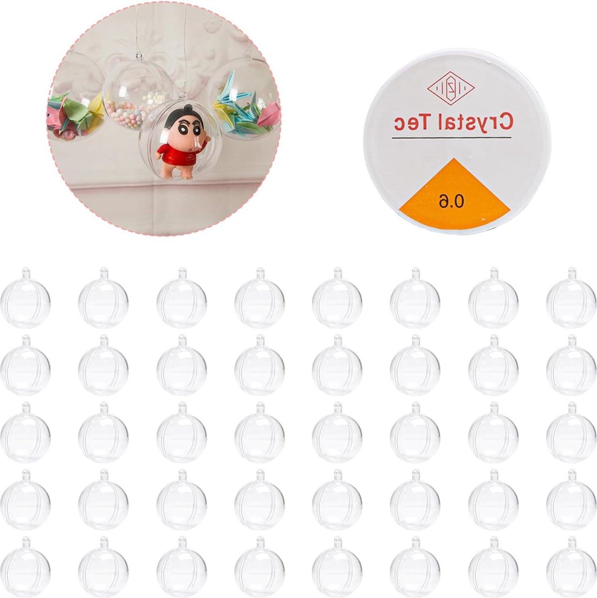 XHYASD Lot De 40 Boules De Noël Transparentes - Diamètre