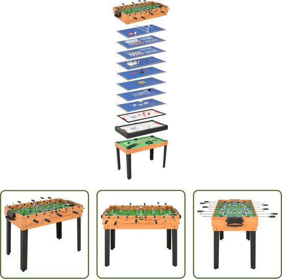 Foto: The living store multispeeltafel 15 in 1 esdoorn zwart 121x61x82 cm inclusief spellen