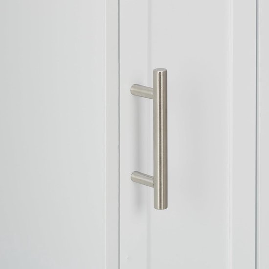 Relaxdays staande wc rolhouder, 2 vakken & lade, modern, HBD: 87,5x22x17,5 cm, magnetische deur, toiletkast, wit/zilver