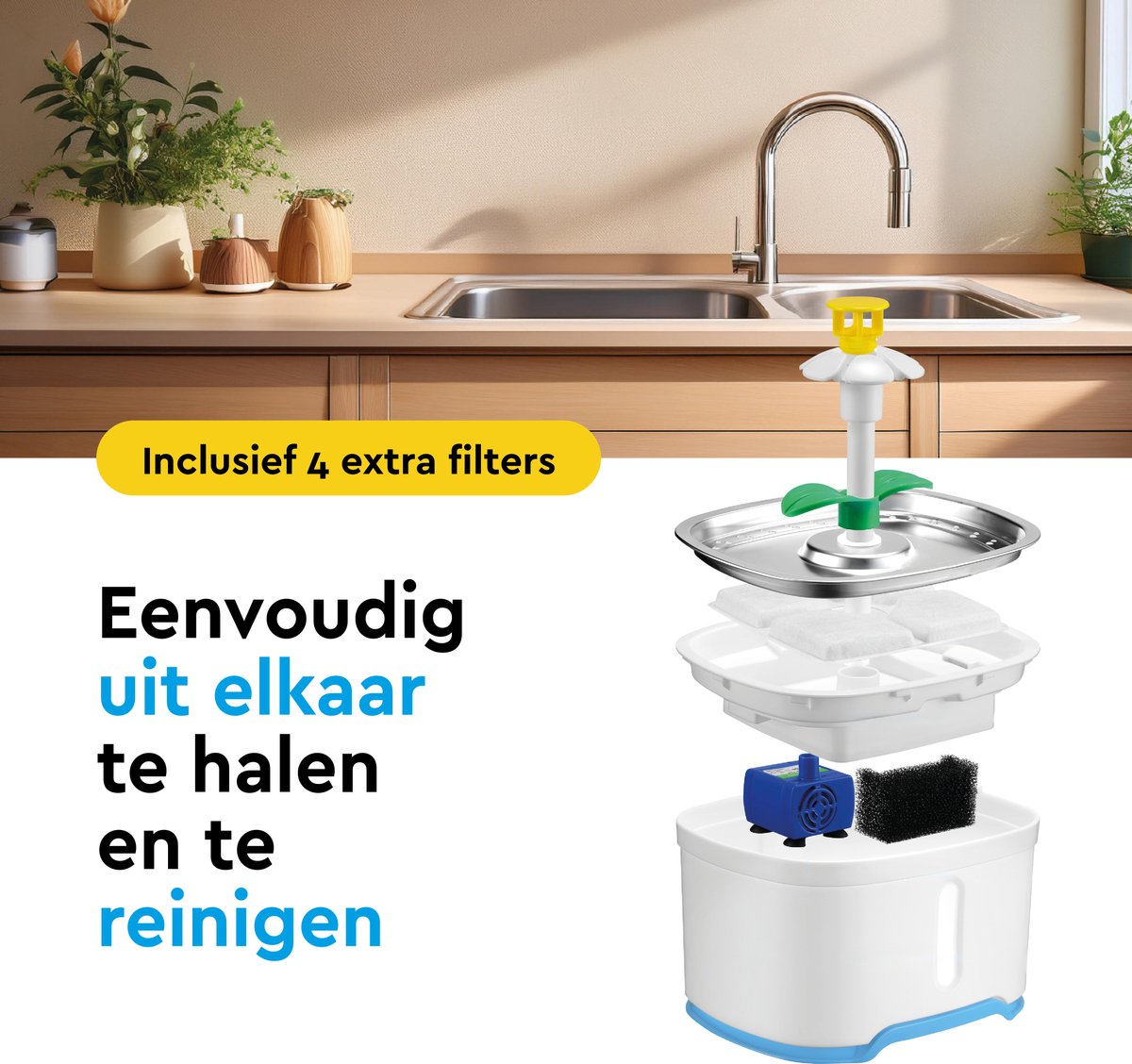 BRASQ Drinkfontein kat en hond 2,5 Liter - Waterfontein thumbnail 4